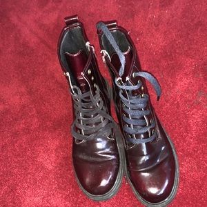 MOSSIMO  SUPPLY  CO CRANBERRY ANKLE  COMBAT  BOOT LACE UP ZIPPER WOMEN SIZE 11